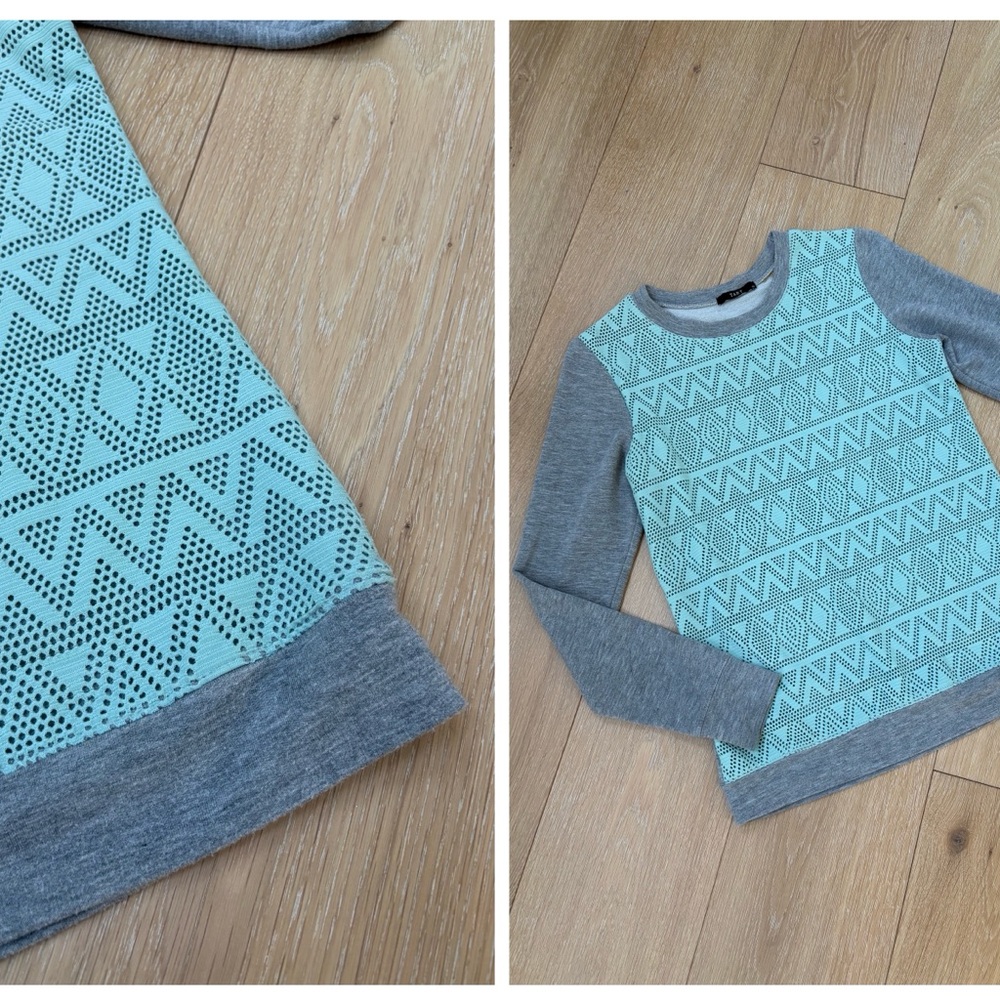 Nordstrom Gray and Mint Geometric Sweater